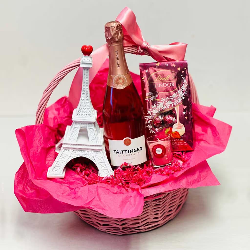 Taittinger Prestige Rose Champagne Pink Gift Basket