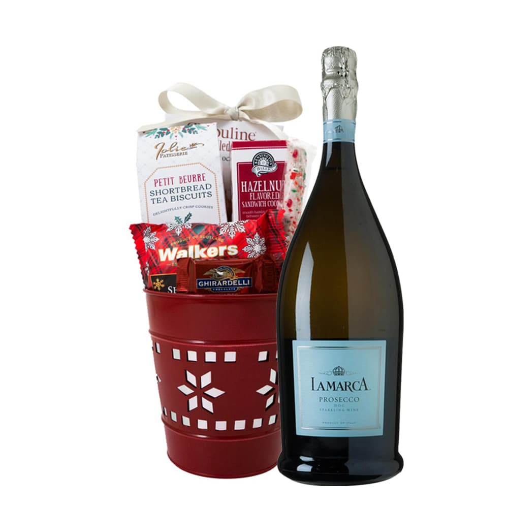 La Marca Prosecco with Metal Snowflake Basket