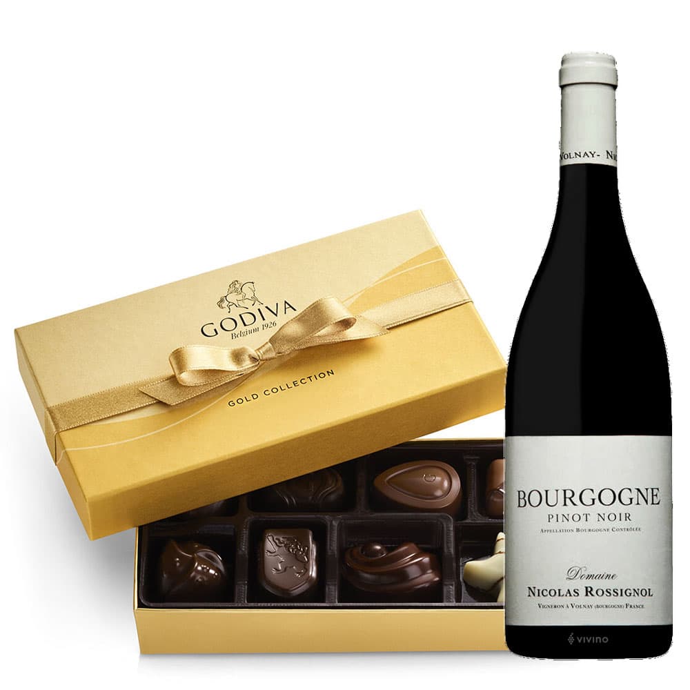 Nicolas Rossignol Bourgogne Pinot Noir Red Wine And Godiva Gift Box