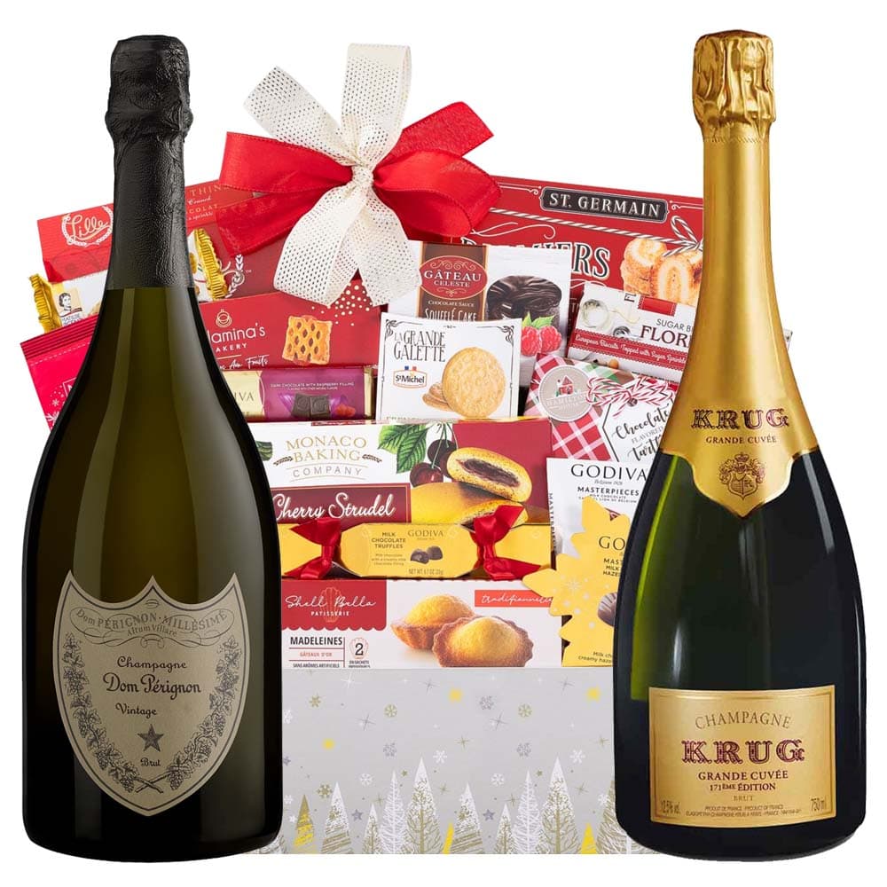 Dom Perignon & Krug Brut Champagne Holiday Gift Basket