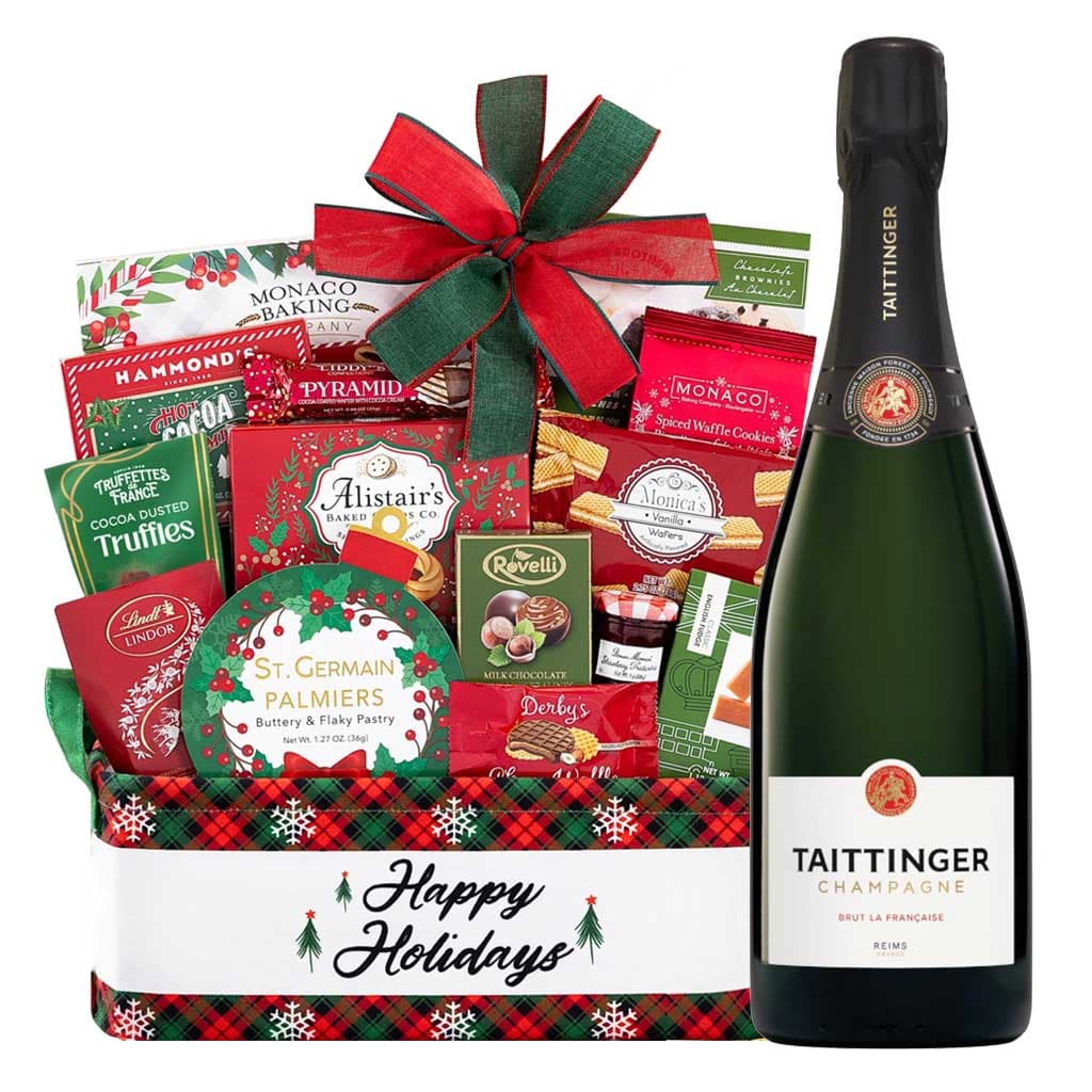 Taittinger Brut La-Francaise Champagne With Holiday Gift Basket
