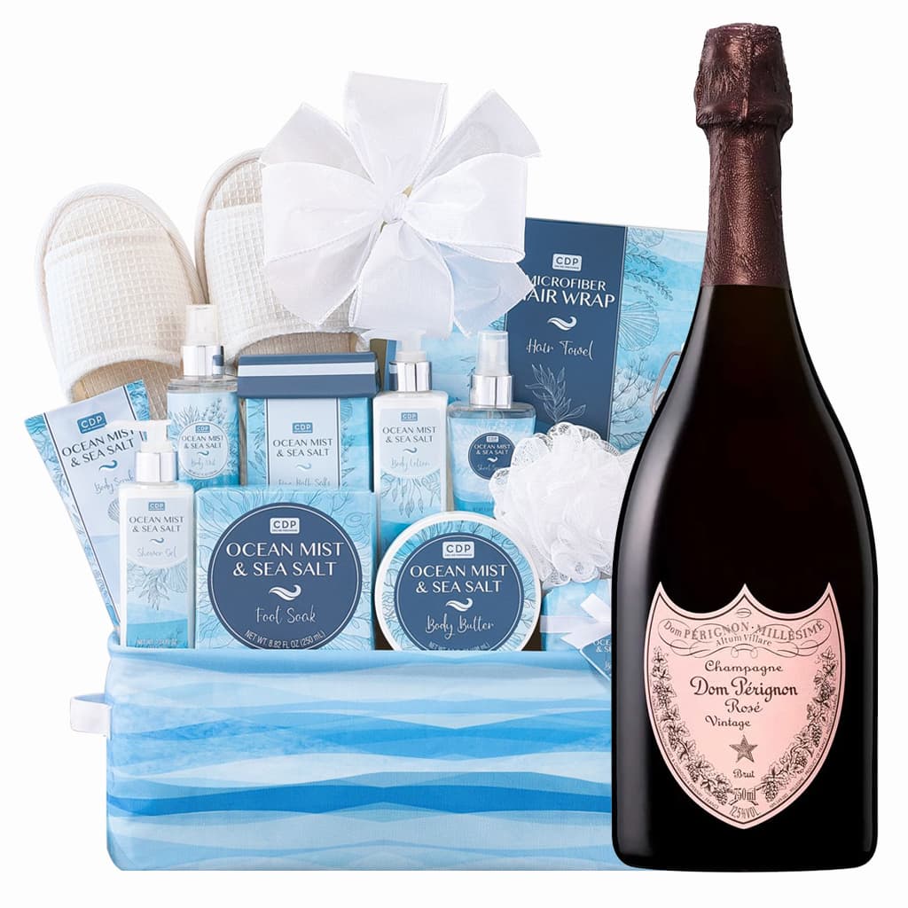 Dom Perignon Brut Rose Champagne & Spa Gift Basket