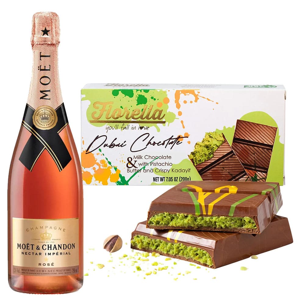 Moet & Chandon Nectar Imperial Rose And Dubai Chocolate Gift Set