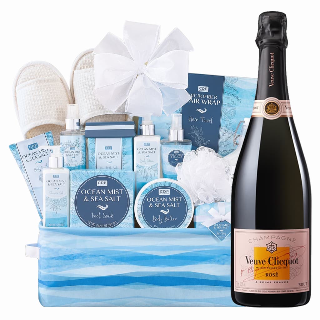 Veuve Clicquot Rose Brut Champagne And Spa Gift Basket