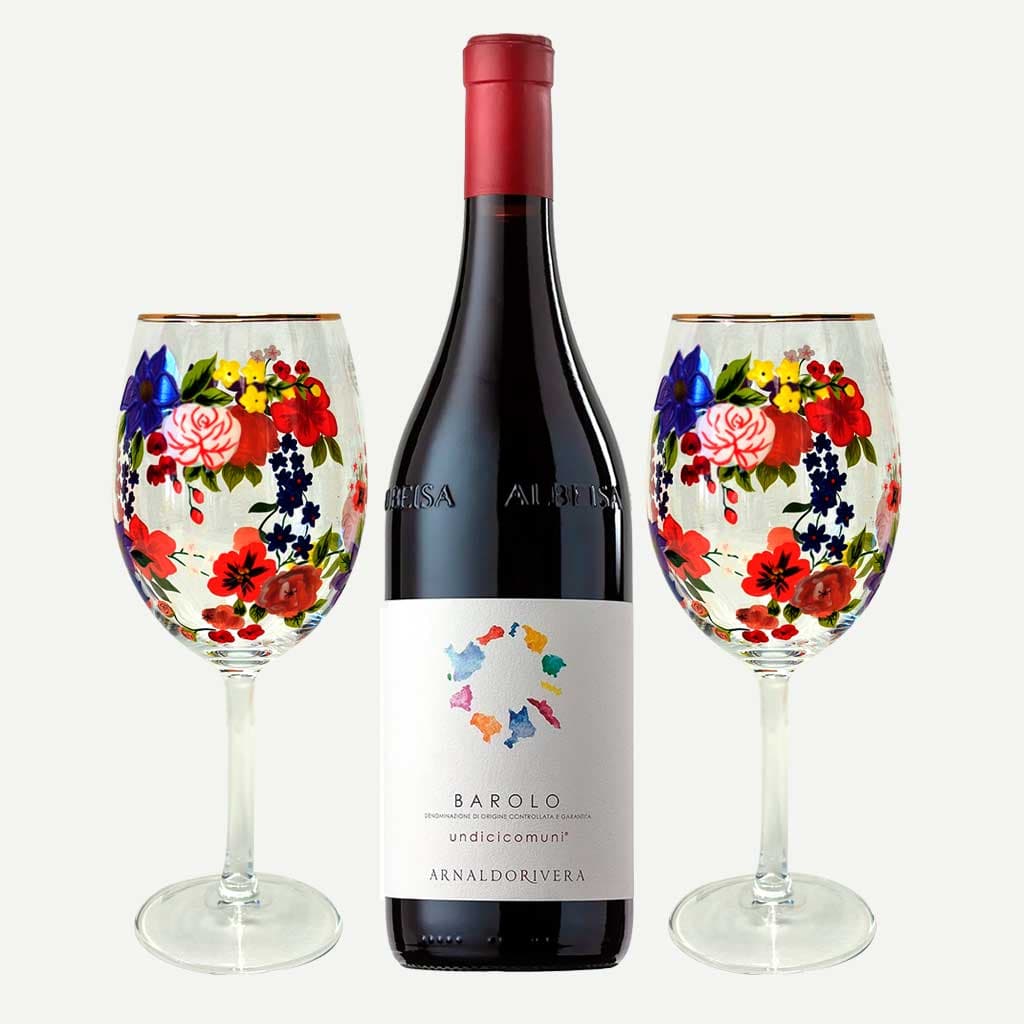 Arnaldo Rivera Undicicomuni Barolo Red Wine with Glasses Set