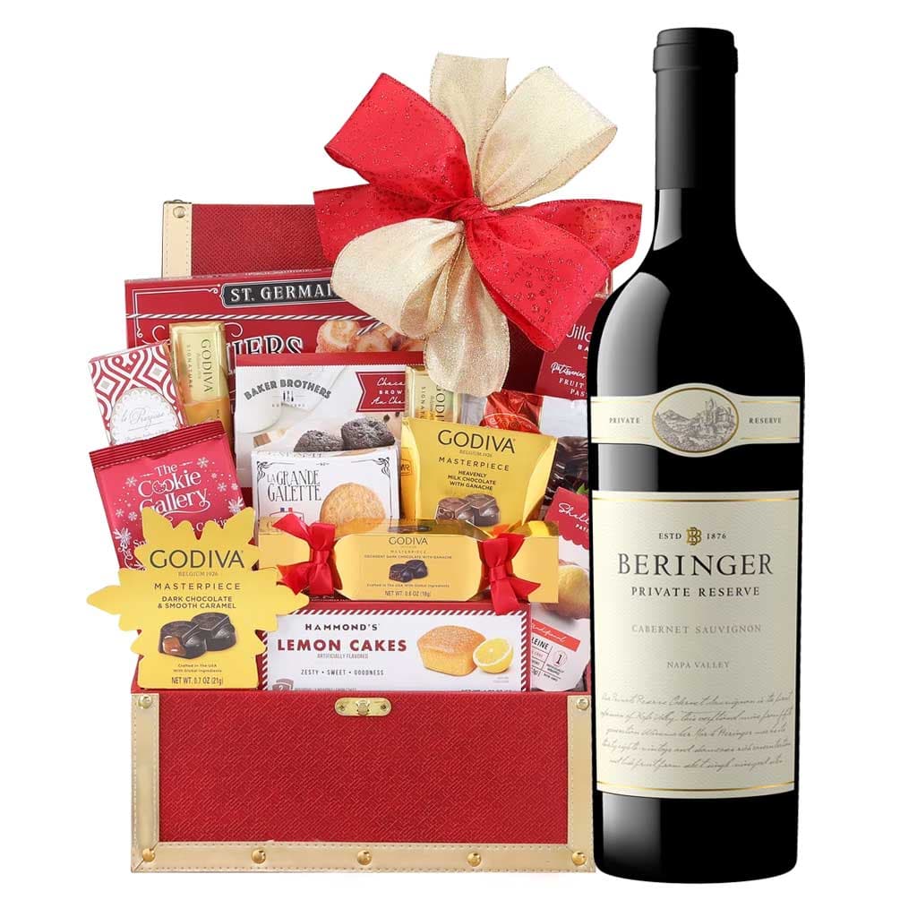 Beringer Private Reserve Napa Valley Wine with Godiva Gift Basket