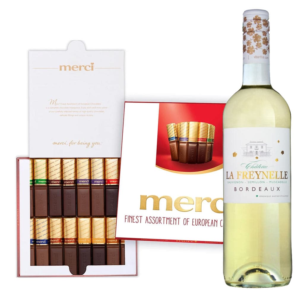 Chateau La Freynelle Bordeaux Blanc & Merci Chocolate Set