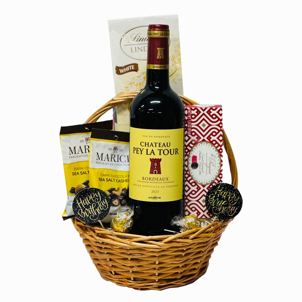 Chateau Pey La Tour French Wine Birthday Gift Basket