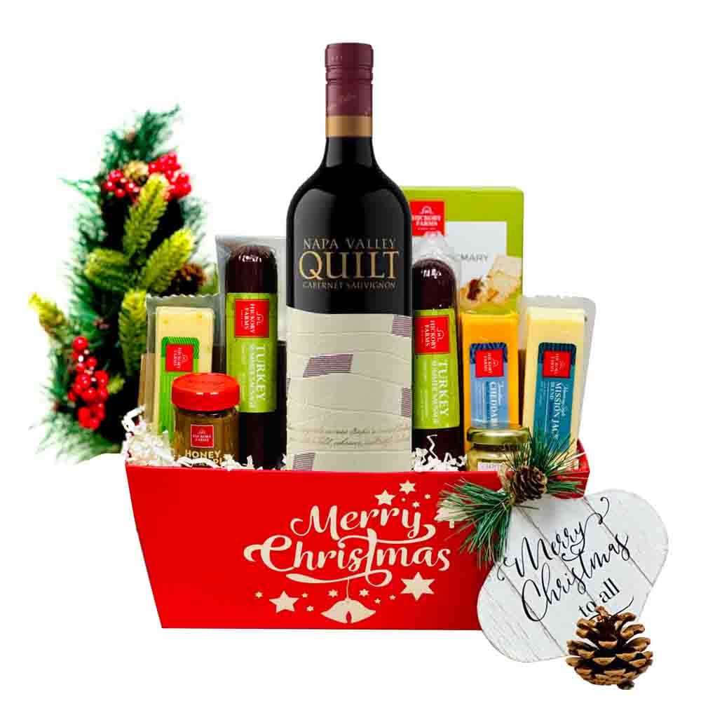 Quilt Cabernet Sauvignon Christmas Wine Gift Basket