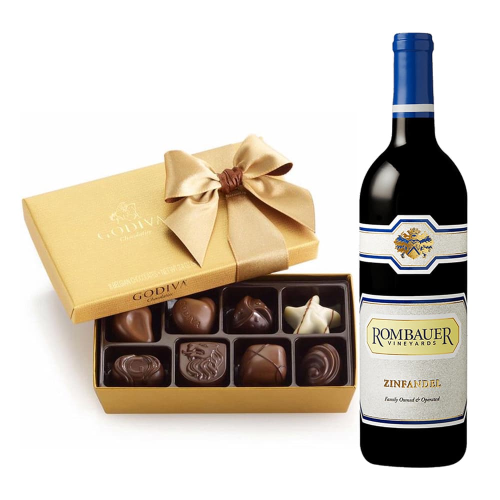 Rombauer Zinfandel & Godiva Chocolate 8pcs Gift Set