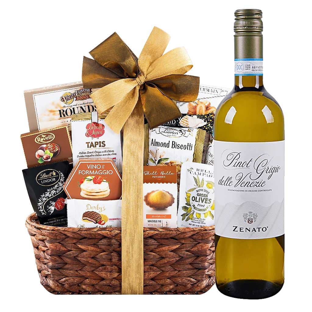 Zenato Pinot Grigio Italian Wine with Bon Appetit Gourmet Gift Basket