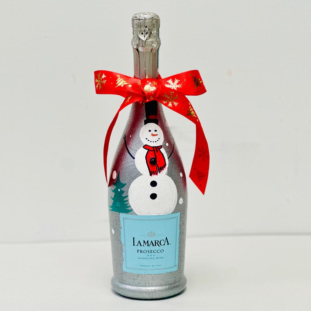 Hand-Painted La Marca Prosecco Holiday Edition Bottle