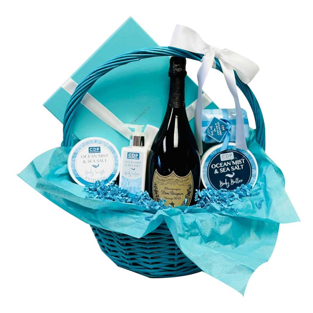 Dom Perignon Champagne with Spa Gift Basket