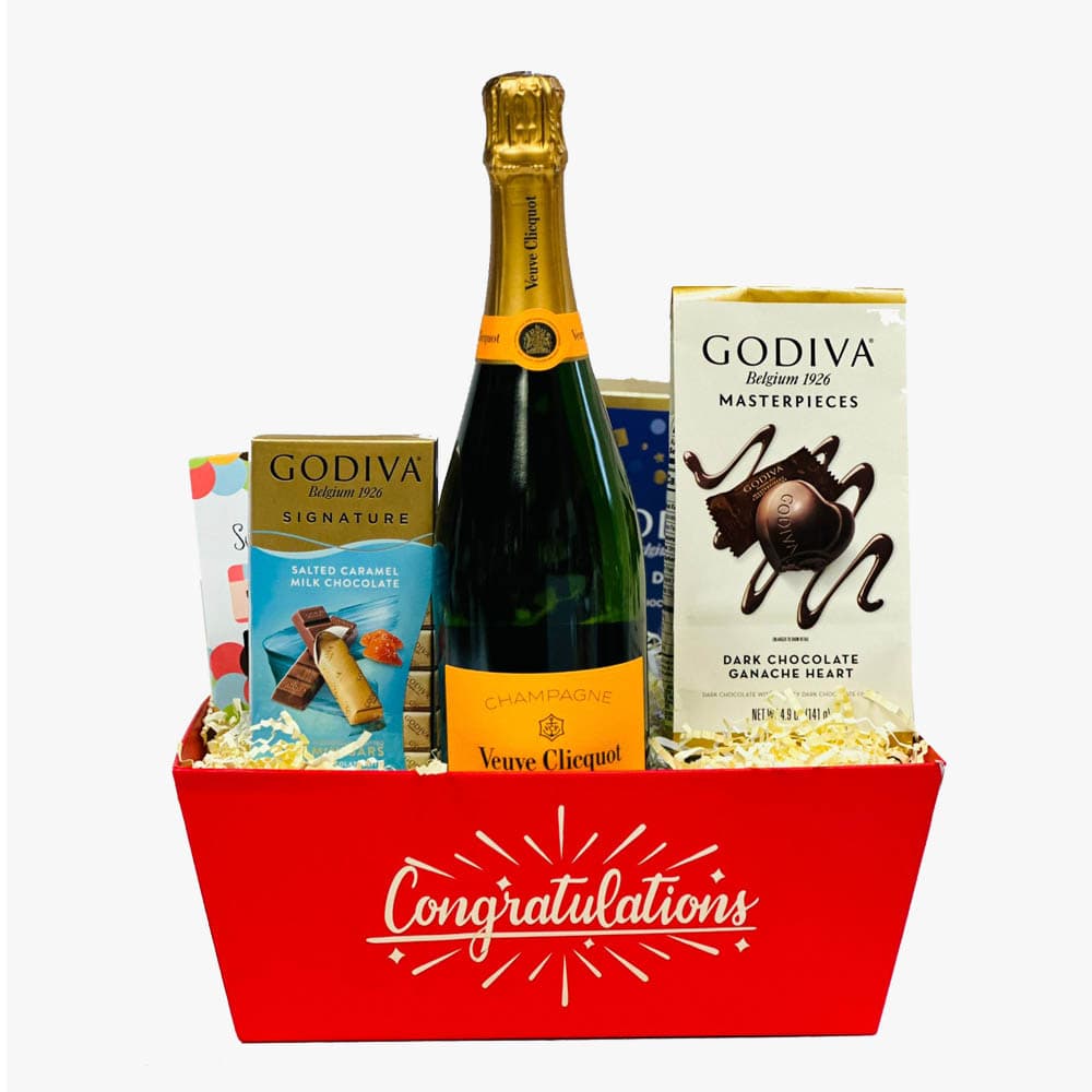 Congratulations Gift Basket with Veuve Clicquot Champagne