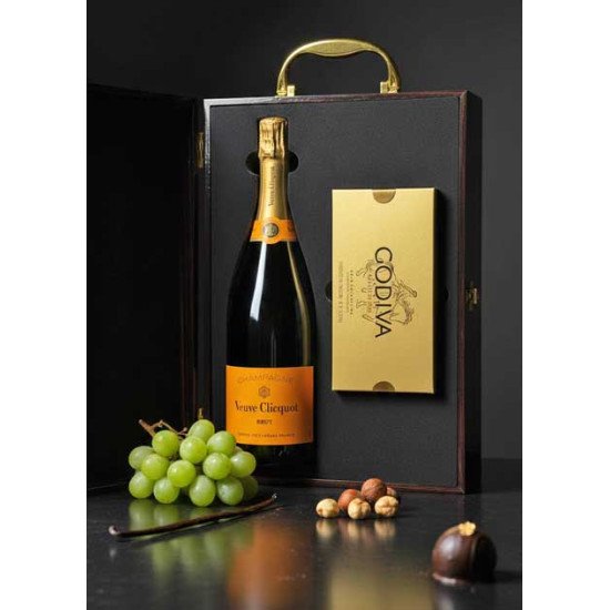 Veuve Clicquot and Godiva in Wooden Gift Box