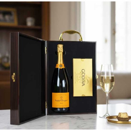 Veuve Clicquot and Godiva in Wooden Gift Box