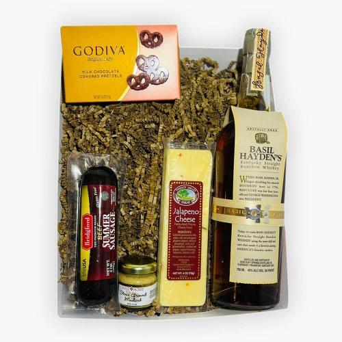 Basil Haydens and Cheese Gift Basket