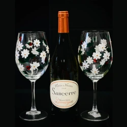 Sancerre Wine & Floral-Painted Glasses Gift Set