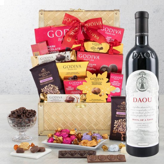 Daou Soul Of A Lion Cabernet Sauvignon Wine & Golden Godiva Gift Basket