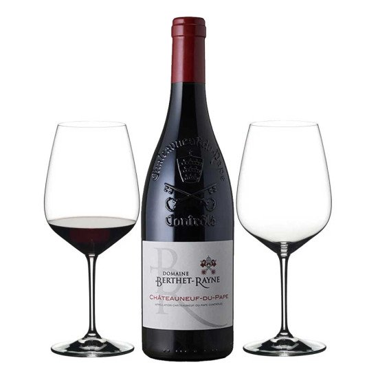 Domaine Berthet Rayne Chateauneuf du Pape with Riedel Glasses