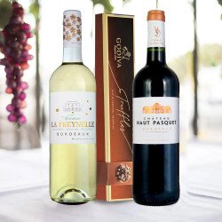 French Red And White Wine And Godiva Gift Box