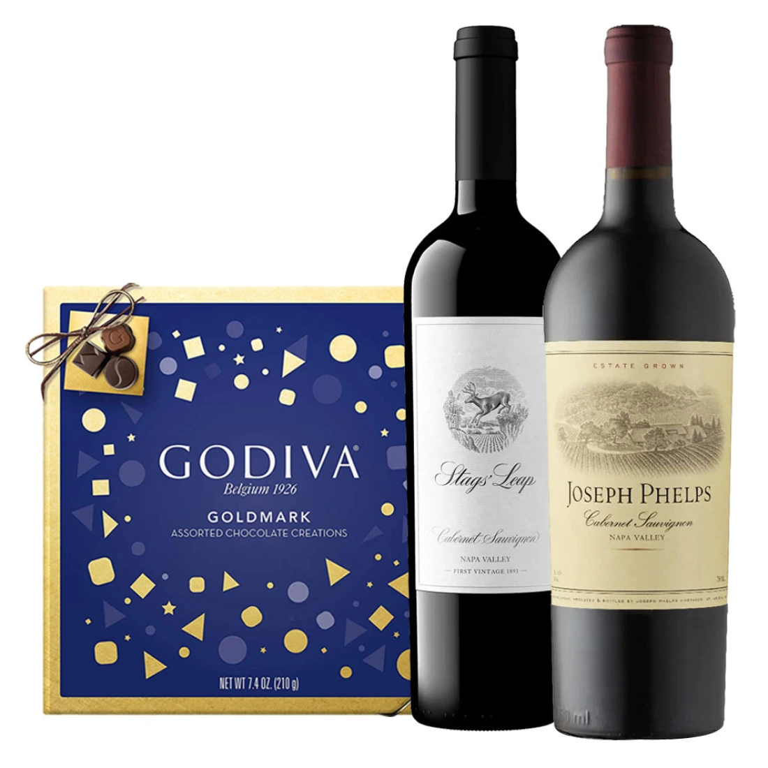 Napa Valley Wines Basket & Godiva Chocolates Gift Box