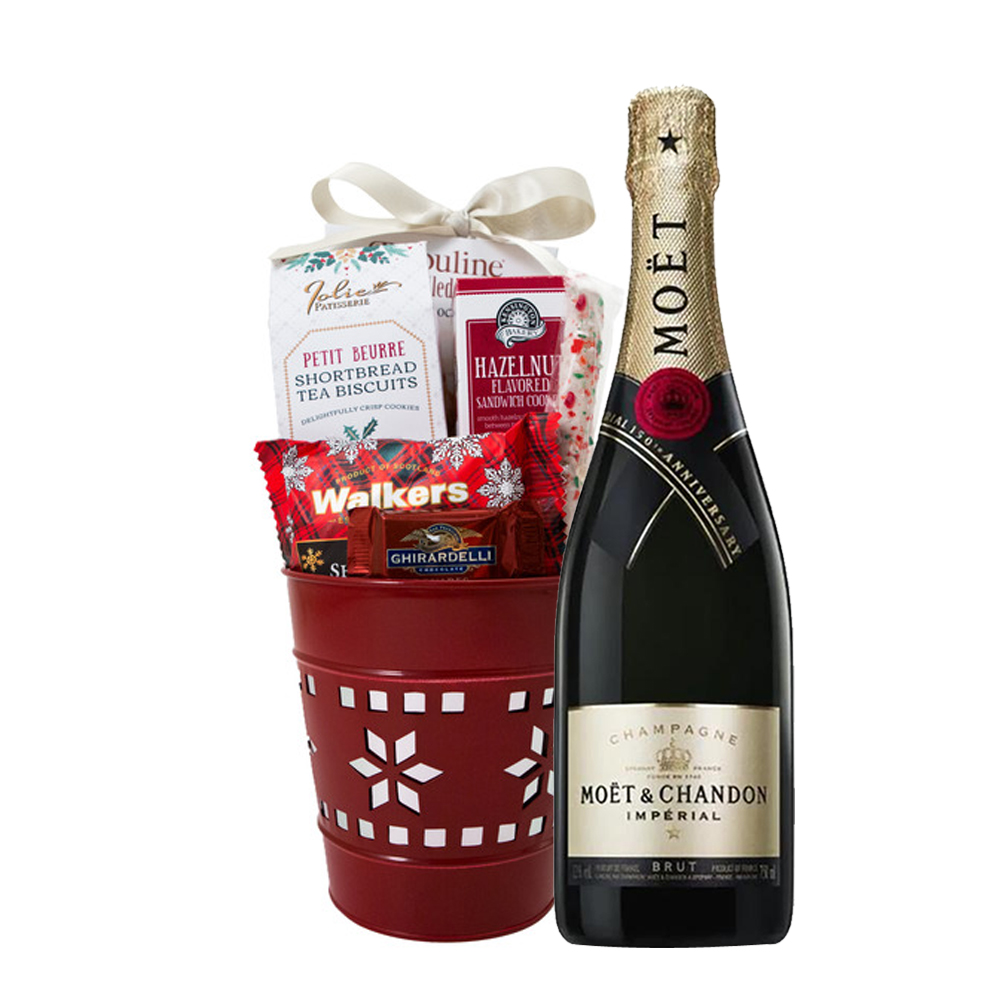 Moet and Chandon With Metal Snowflake Basket