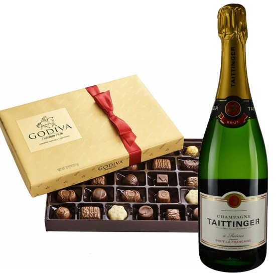 Taittinger Brut Champagne With 26PC Godiva