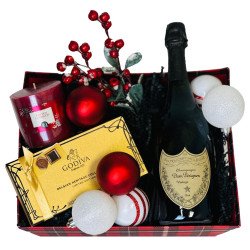 Christmas Special Dom Perignon And Chocolate Gift Basket
