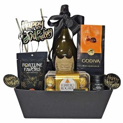 Dom Perignon Champagne with Birthday Gift Basket