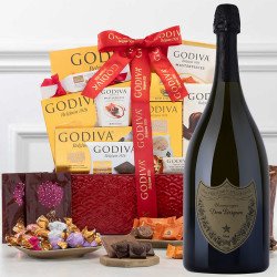 Dom Perignon Vintage Champagne & Godiva Chocolates Basket