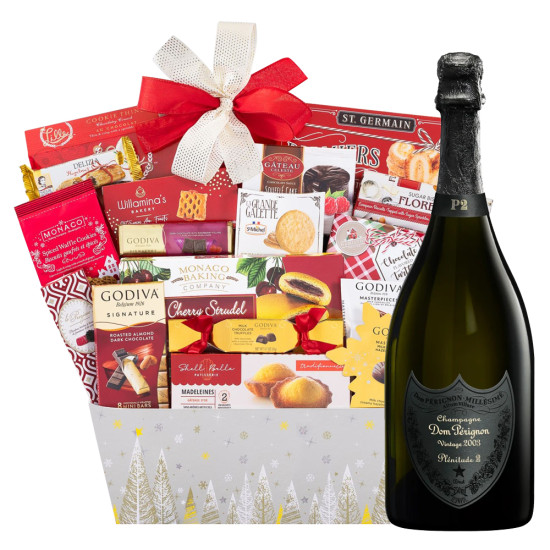 Dom Perignon Plenitude 2 vintage with Holiday Gift Basket