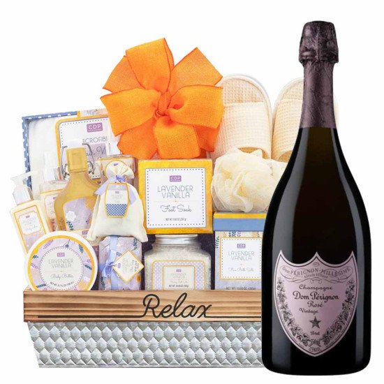 Dom Perignon Rose Champagne & Spa Gift Basket