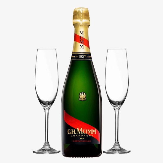 G.H. Mumm Cordon Rouge Brut Gift Set with 2 Flute Glasses G.H. Mumm Cordon Rouge Brut Gift Set with 2 Flute Glasses