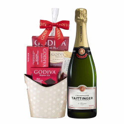 Taittinger Champagne And Godiva Gift Basket