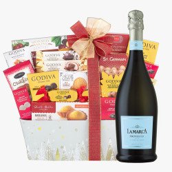 Godiva Chocolate Holiday Wishes Gift Basket with La Marca Prosecco