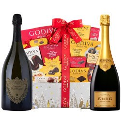 Dom Perignon & Krug Champagne With Godiva Gift Basket