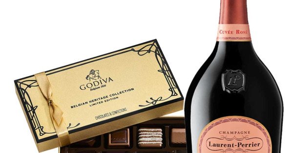 Laurent Perrier Rose Champagne and Godiva Chocolate Gift Box