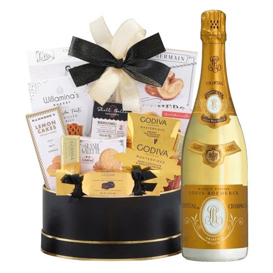 Louis Roederer Cristal Champagne And Golden Gift Basket Louis Roederer Cristal Champagne And Golden Gift Basket
