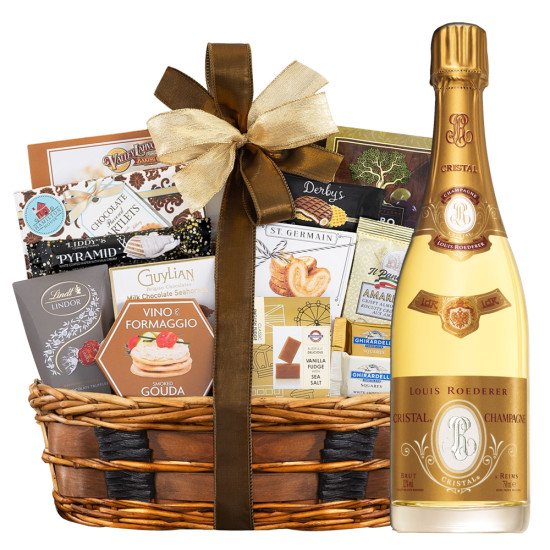 Louis Roederer Cristal Champagne with Bon Appetit Gourmet Gift Basket 