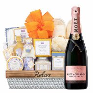 Moet and Chandon Imperial Rosé Burt Champagne And Spa Gift Basket