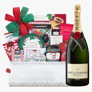 Moet & Chandon Brut Imperial Champagne With Holiday Gift Basket