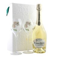 Perrier-Jouet Blanc de Blancs Champagne with Flute Glasses Gift Set 