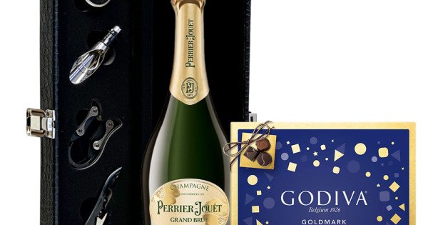 Perrier Jouet Champagne Gift Box with Godiva & Accessories