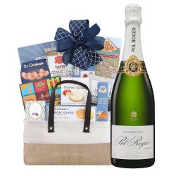 Pol Roger Brut Reserve Champagne Gourmet Gift Basket