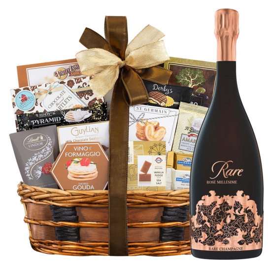 Rare Rose Millesime Champagne And Bon Appetit Gift Basket Rare Rose Millesime Champagne And Bon Appetit Gift Basket