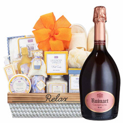 Ruinart Rosé Brut Champagne and Spa Gift Basket