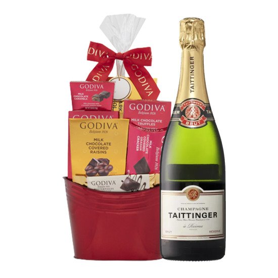 Taittinger Champagne And Godiva Gift Basket