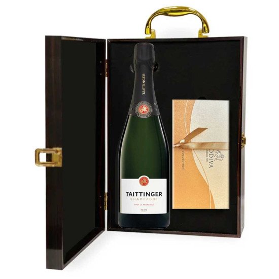 Taittinger Brut Champagne with 8PC Godiva Chocolate Box