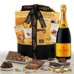 Veuve Clicquot With Godiva Black & Gold Celebration Gift Basket
